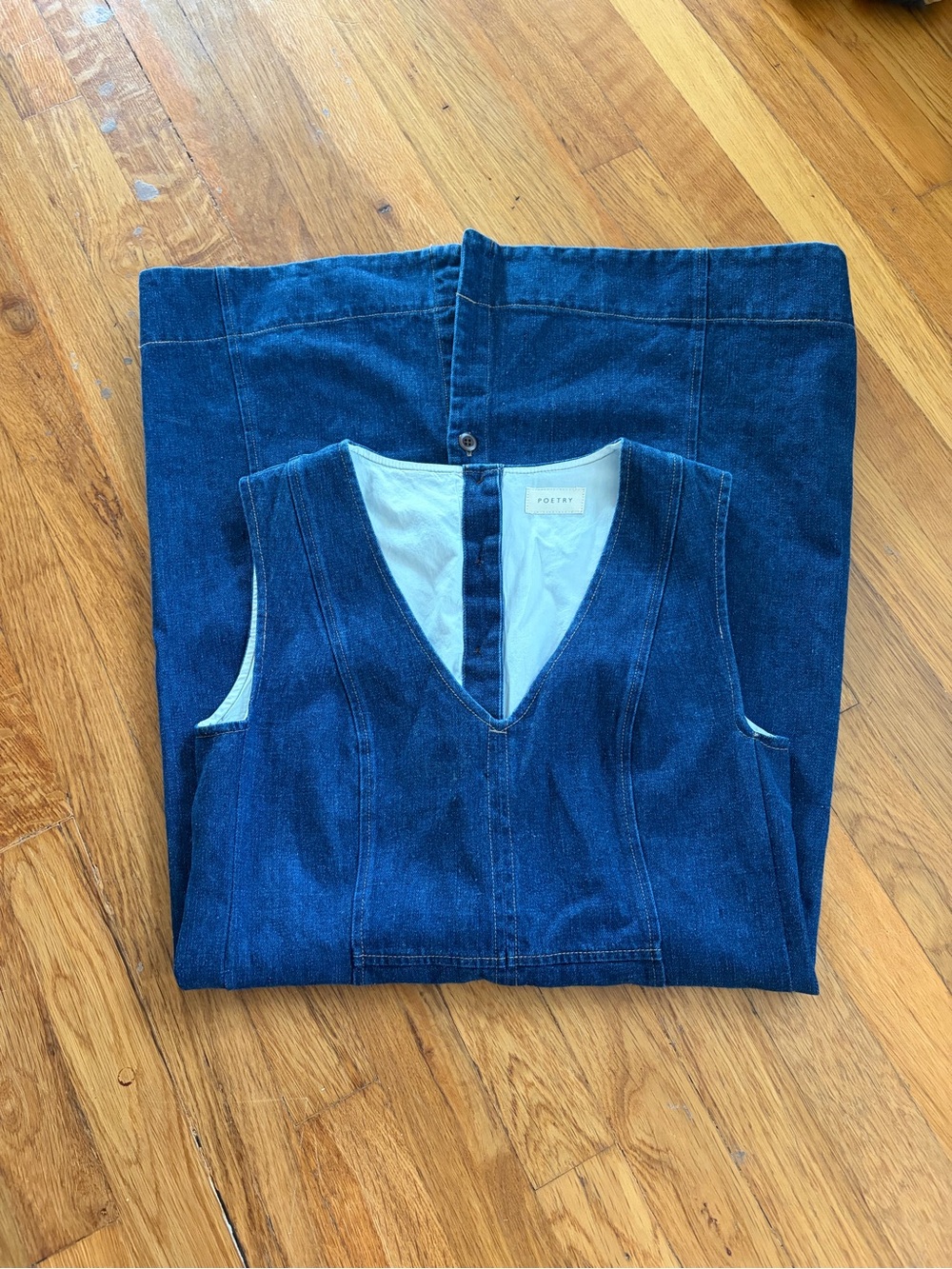 Poetry Denim V-Neck Women’s Midi Dress size medium